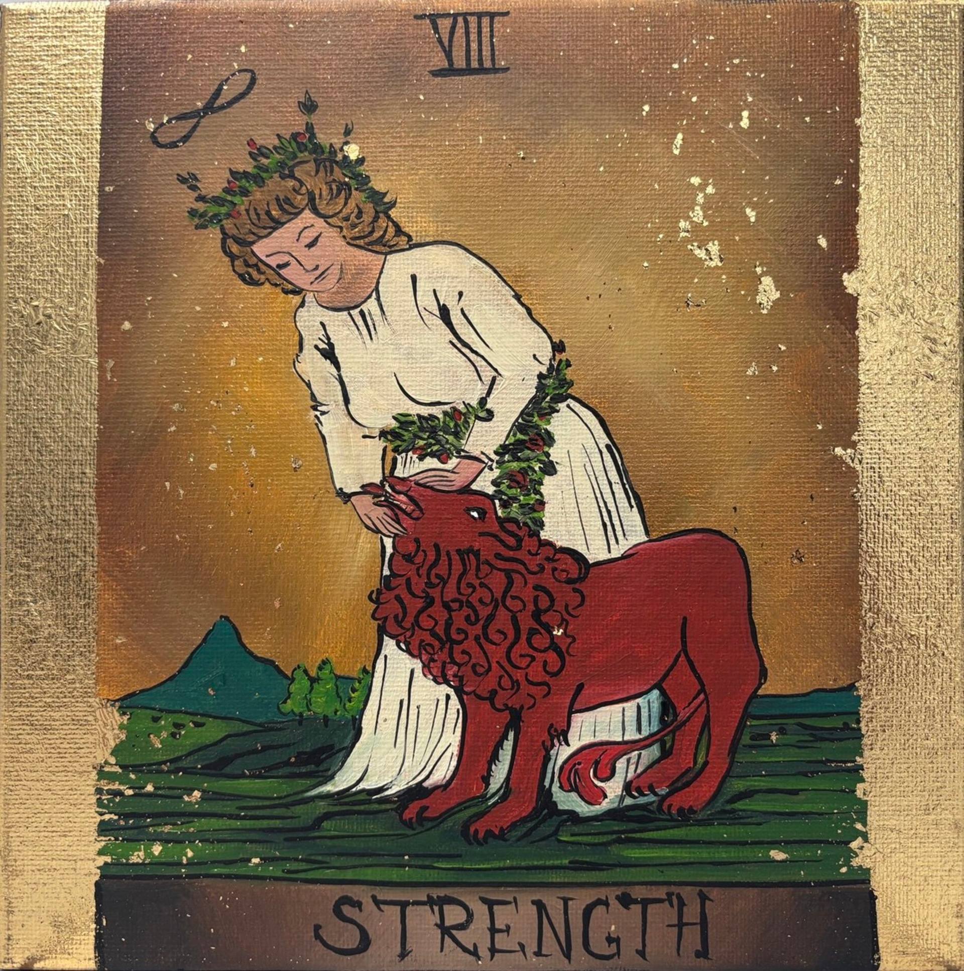 Inspirational Wall Art Tarot Card Strength 8 Major Arcana Painting