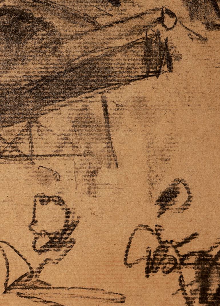 Original Abstract People Drawing by Guy Segal Zamosh Markuza Meller