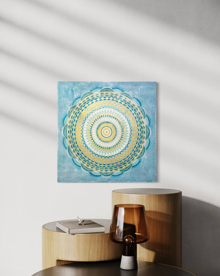 Original Abstract Geometric Mixed Media by Elena Akulova