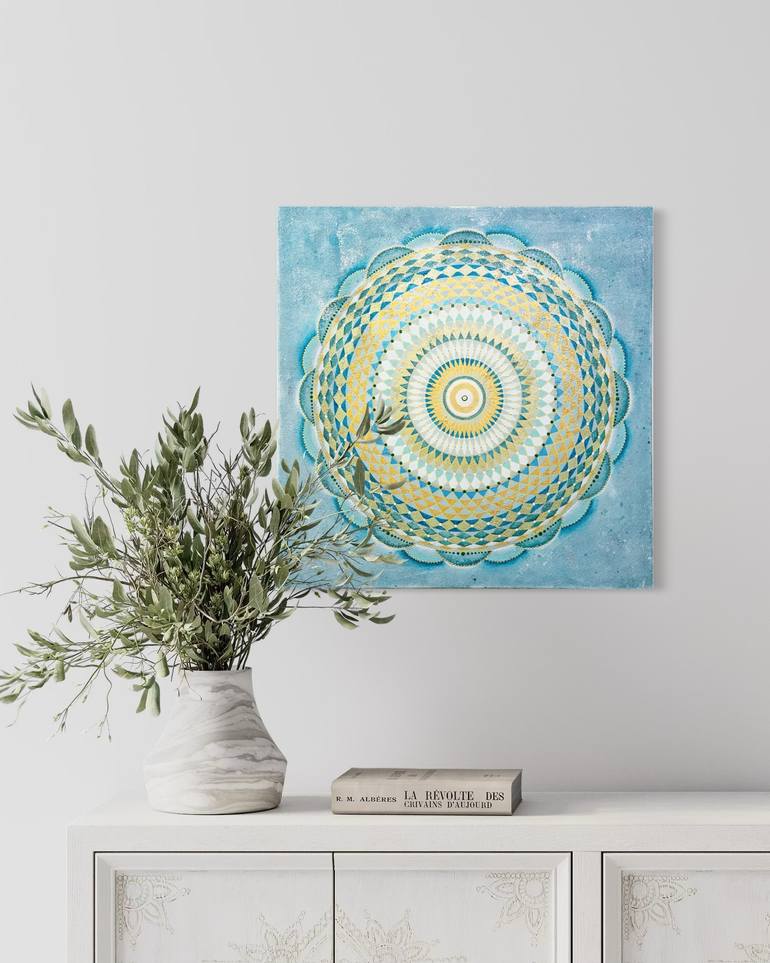Original Abstract Geometric Mixed Media by Elena Akulova