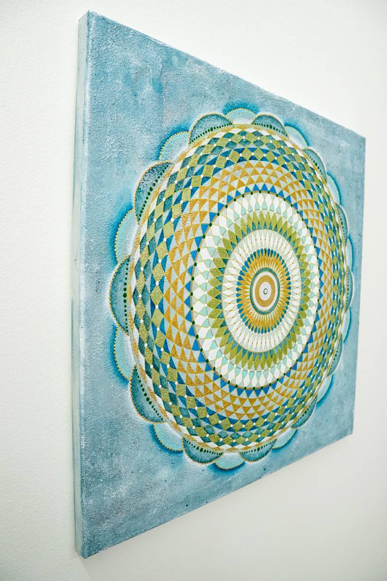 Original Abstract Geometric Mixed Media by Elena Akulova