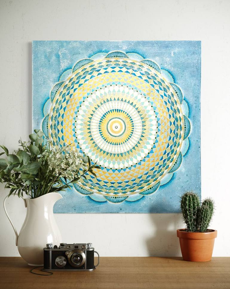 Original Abstract Geometric Mixed Media by Elena Akulova