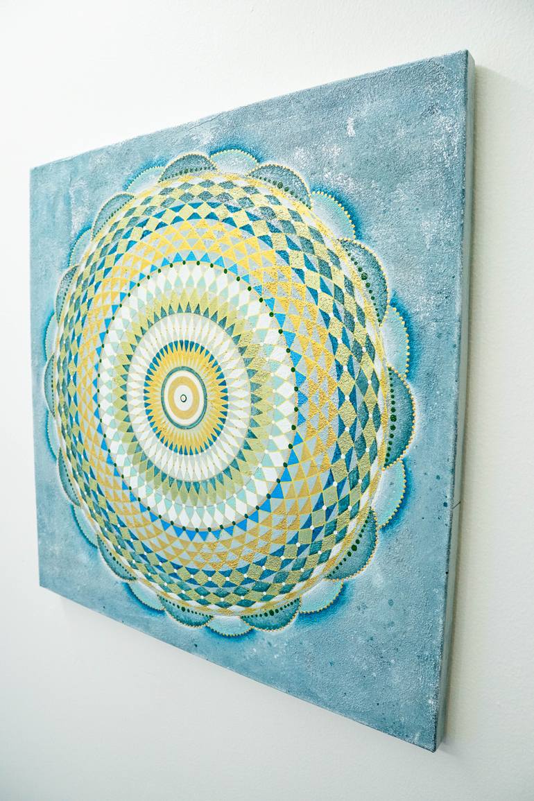 Original Abstract Geometric Mixed Media by Elena Akulova