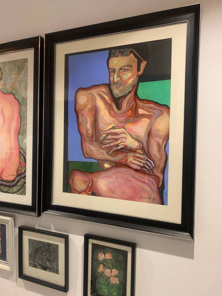 Original Expressionism Men Drawing by Maia Avlokhashvili