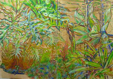 Original Figurative Garden Paintings by Renato Shamá