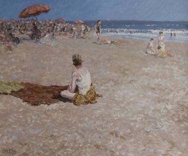 Original Beach Painting by Chris van Dijk