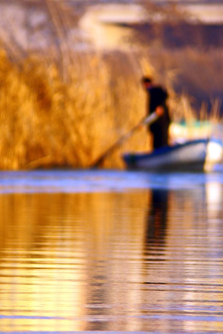 Original Landscape Photography by Aykut Karahan | Photorealism Art on Paper | fisherman on the lake