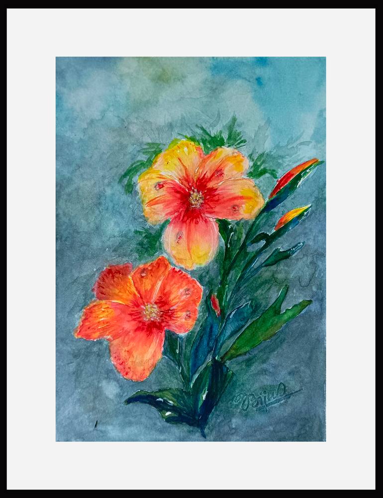 Original Abstract Floral Painting by Biju K Mathew