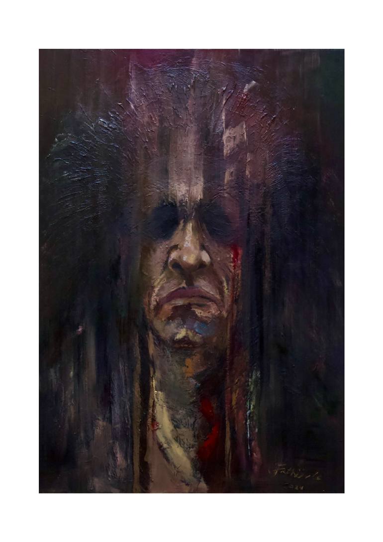 Original Abstract Expressionism Abstract Painting by Fathi Aref