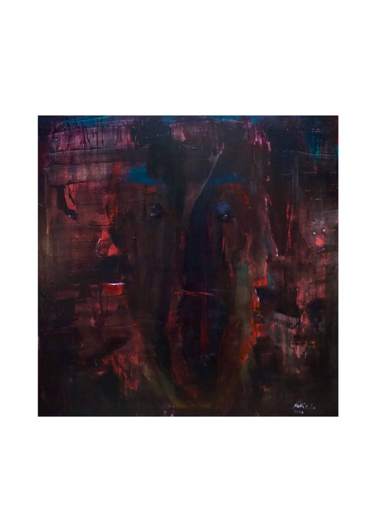 Original Abstract Expressionism Abstract Painting by Fathi Aref