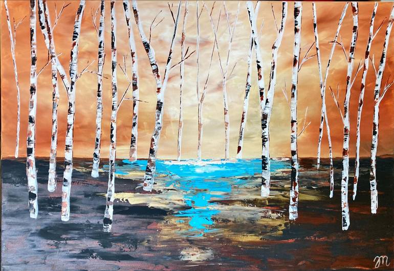 Original Landscape Painting by Magdolna Juhasz | Contemporary Art on Canvas | By the Lake