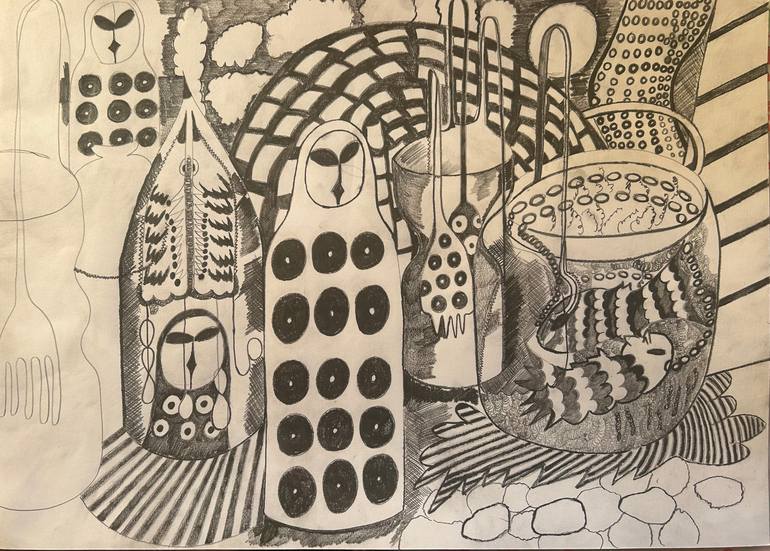 Original Surrealism Still Life Drawing by Michelle Aldridge