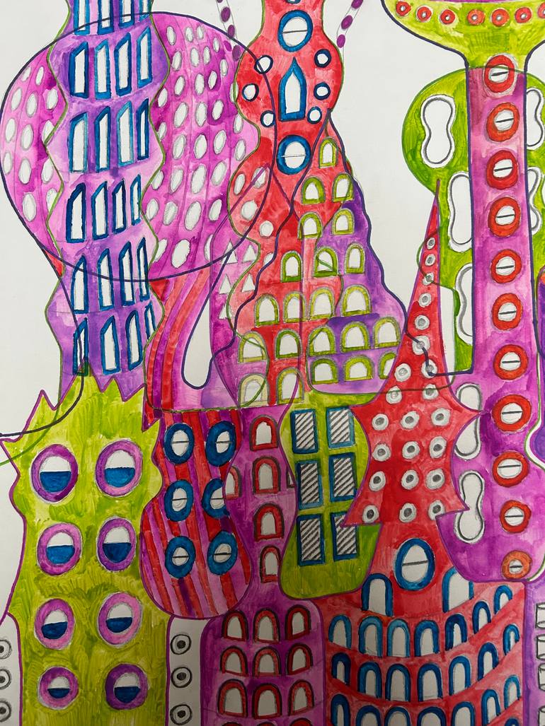Original Surrealism Architecture Painting by Michelle Aldridge