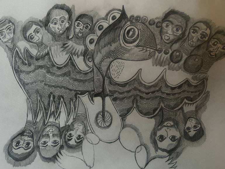 Original Surrealism Religion Drawing by Michelle Aldridge