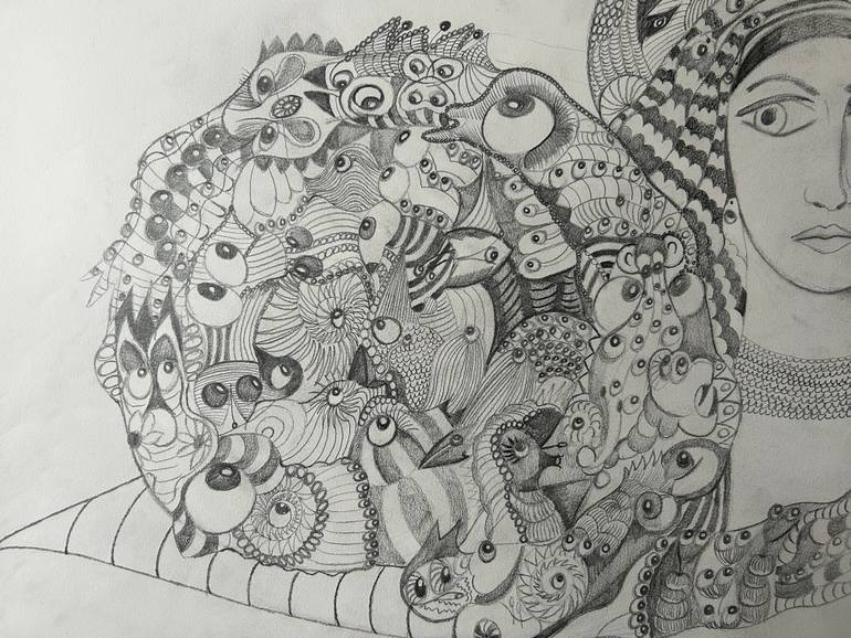 Original Surrealism Religion Drawing by Michelle Aldridge