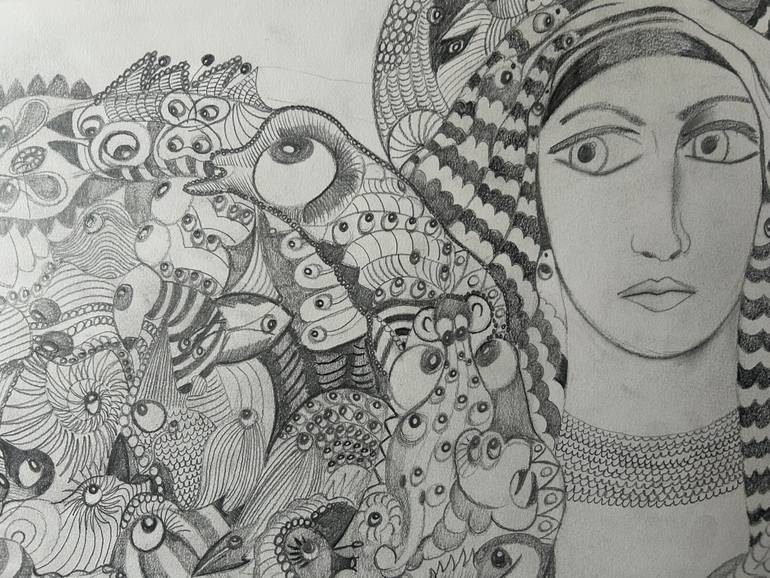 Original Surrealism Religion Drawing by Michelle Aldridge