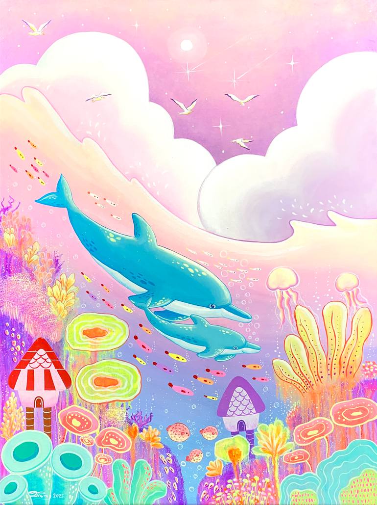 Original Animal Painting by Monthira Khonthiang | Contemporary Art on Canvas | Colors of the Sea No.2