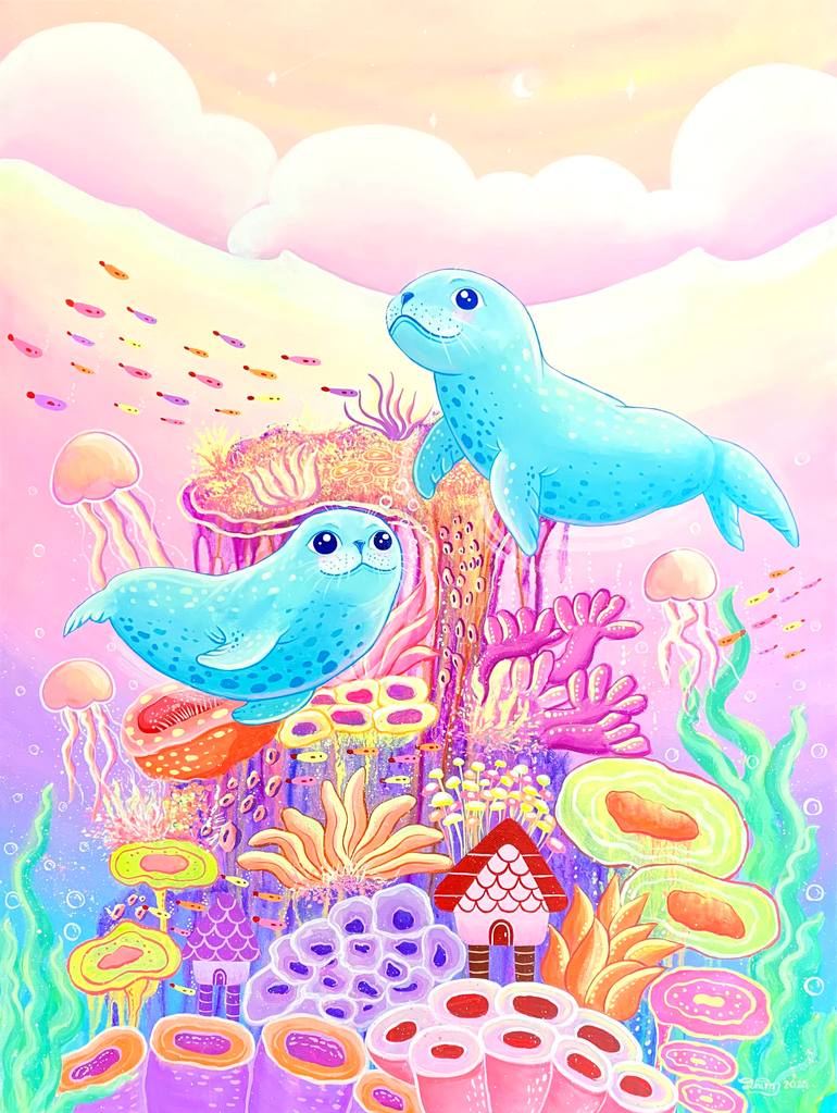 Original Animal Painting by Monthira Khonthiang | Contemporary Art on Canvas | Colors of the Sea No.3