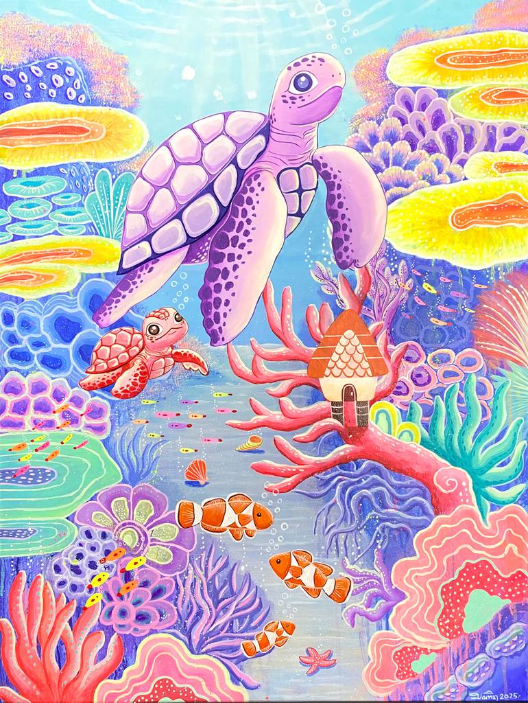 Original Animal Painting by Monthira Khonthiang | Contemporary Art on Canvas | Colors of the Sea No.4