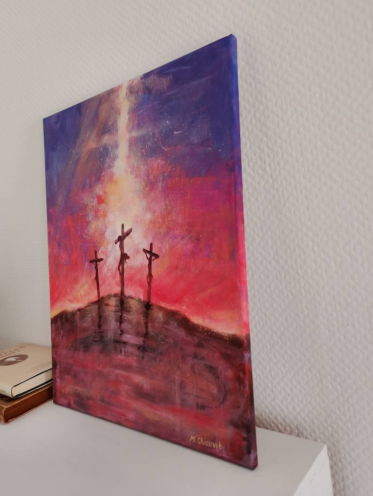 Original Expressionism Religion Painting by Mathilde Chauvet