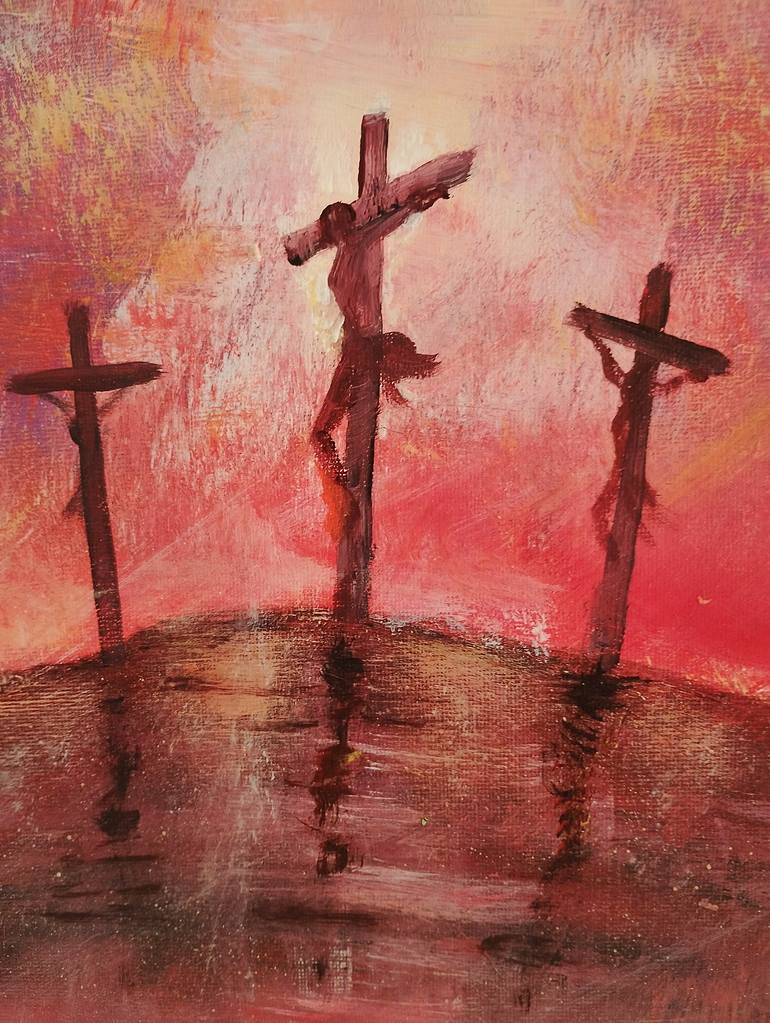 Original Expressionism Religion Painting by Mathilde Chauvet