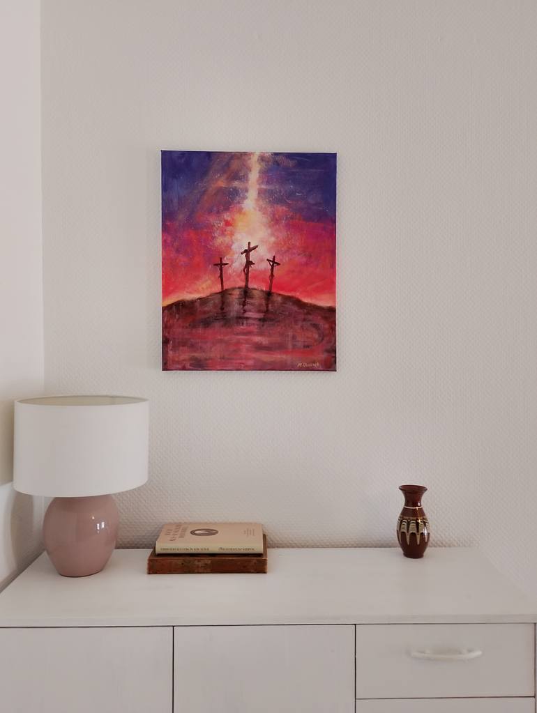 Original Expressionism Religion Painting by Mathilde Chauvet