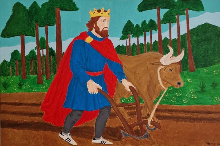 Original Rural Life Painting by Sergio Cro | Art Nouveau Art on Canvas | The Farmer King