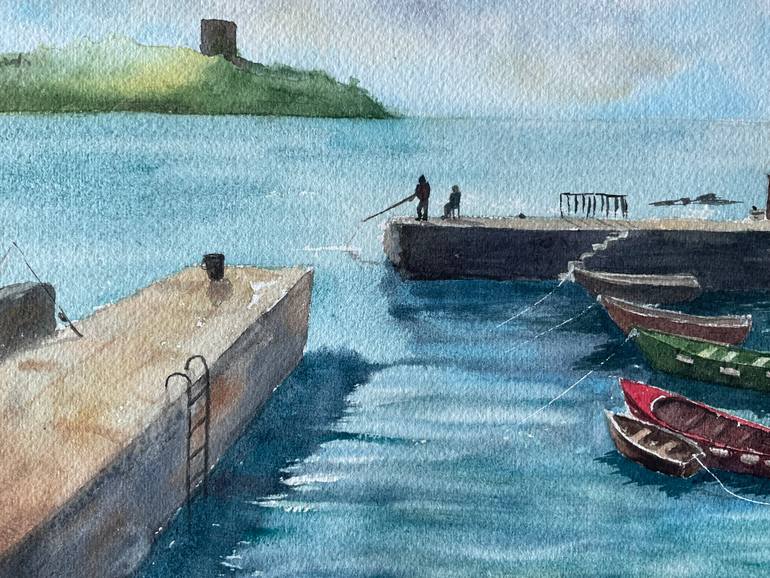 Original Impressionism Boat Painting by Natalya Gulina