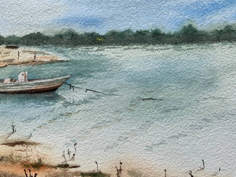 Original Impressionism Boat Painting by Natalya Gulina