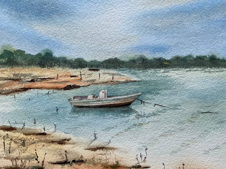 Original Impressionism Boat Painting by Natalya Gulina