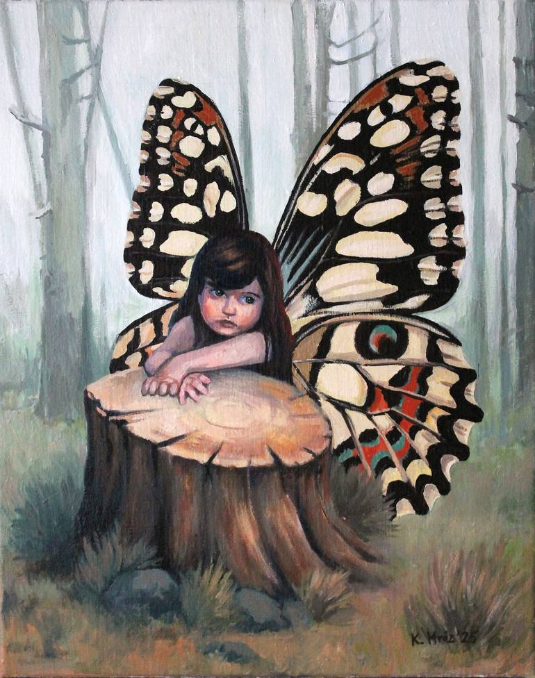 Original Fantasy Painting by Katarzyna Mroz | Realism Art on Canvas | The little fairy
