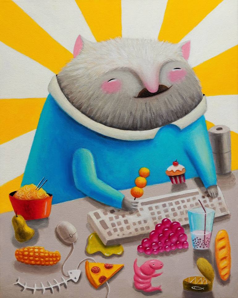 Original Animal Painting by Katia Vigovskaya | Color Field Painting Art on Canvas | Best employee of the year