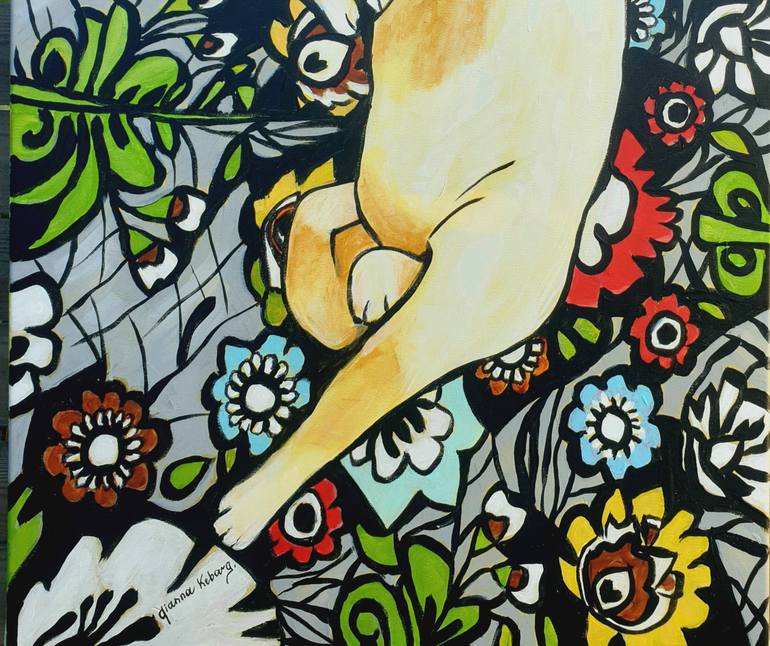 Original Contemporary Cats Painting by Gianna Kebarg