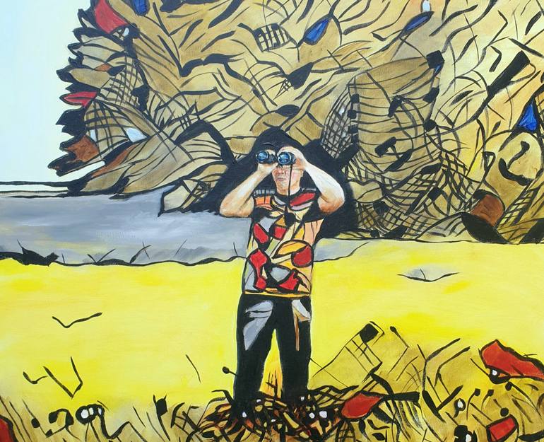 Original Abstract Men Painting by Gianna Kebarg
