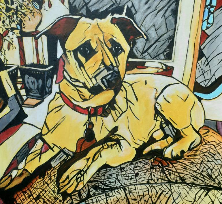 Original Abstract Dogs Painting by Gianna Kebarg