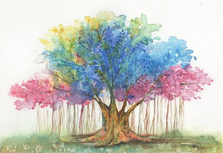 Original Nature Painting by Shweta Mahajan | Abstract Art on Paper | Tree of the world
