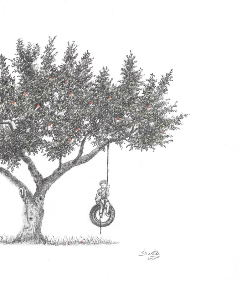 Original Realism Nature Drawing by Shweta Mahajan