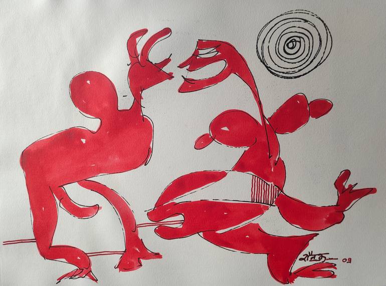 Erotic Drawing Passionate for Sex Red Lust Original Drawing by rounak rai