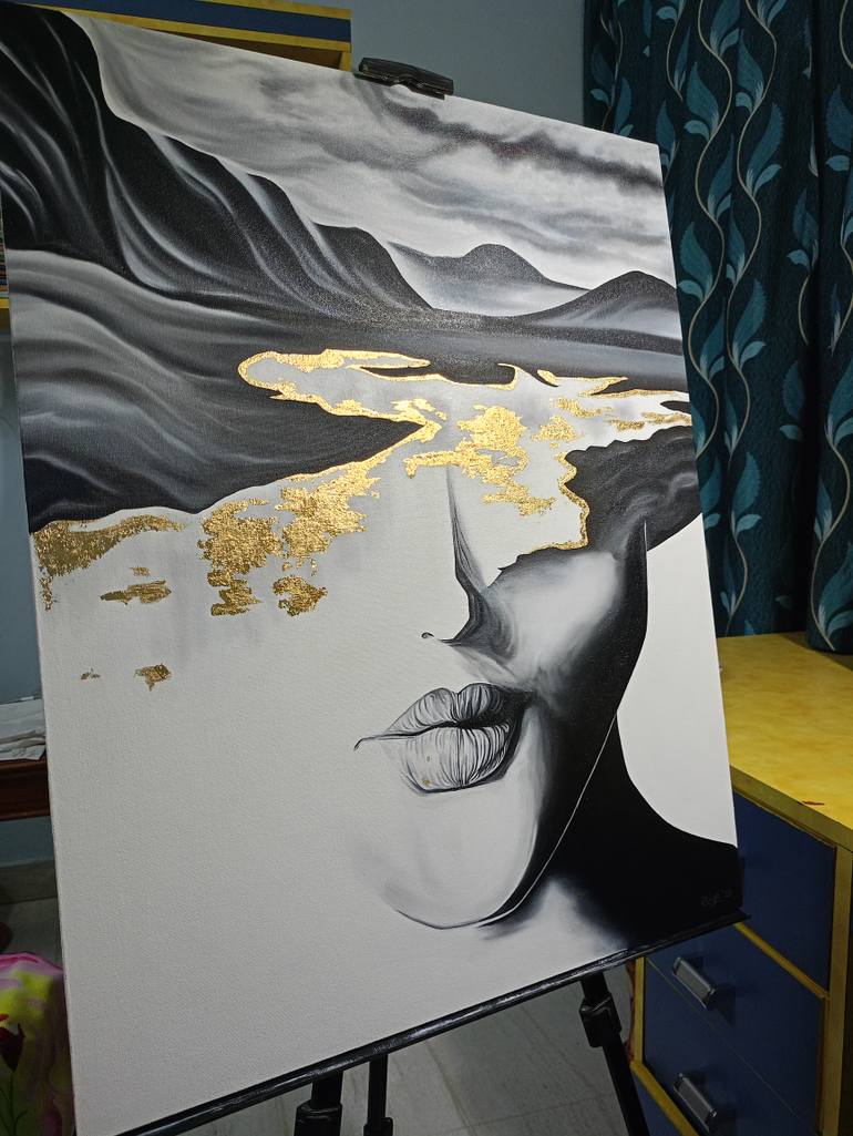 Original Art Deco People Painting by Divya Parmar