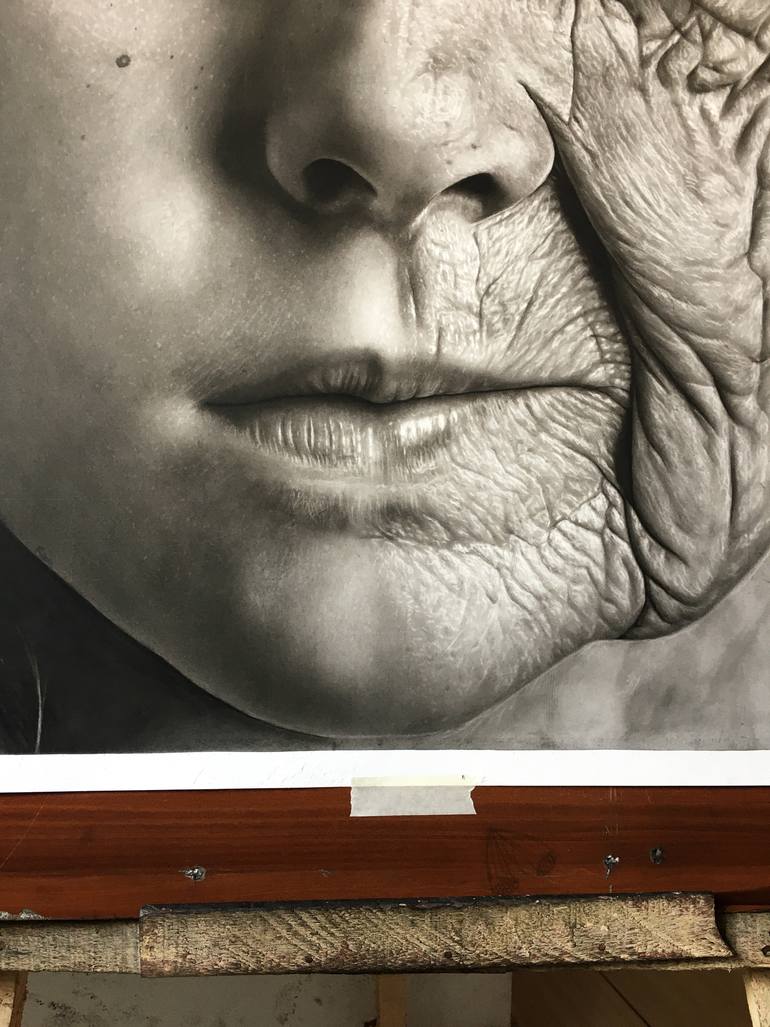 Original Black & White Time Drawing by Ezekiel Orie