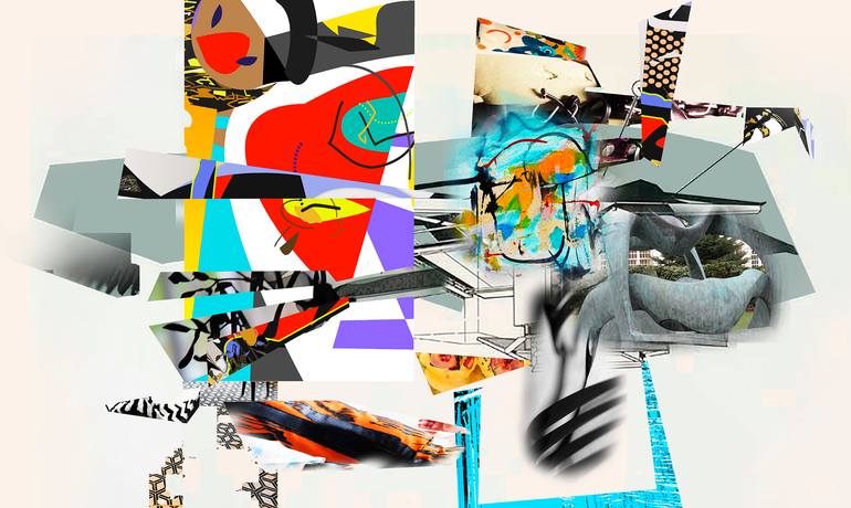 Original Abstract Expressionism Abstract Collage by Hernan Paravic