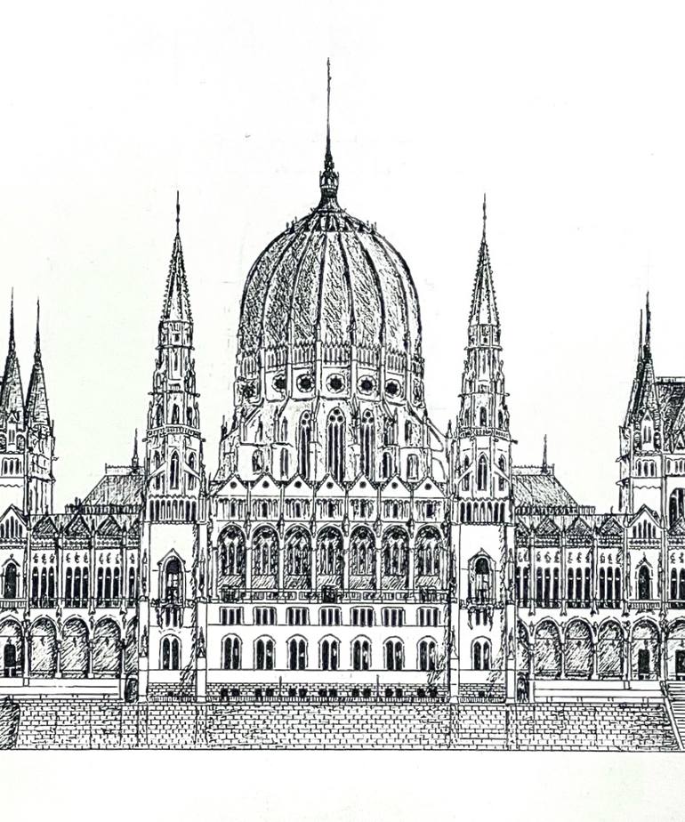 Original Realism Architecture Drawing by Olena Romazanova