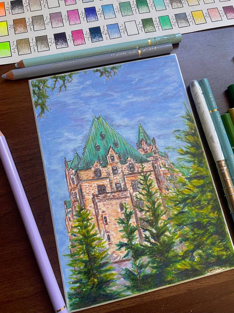 Original Romanticism Architecture Drawing by Olena Romazanova