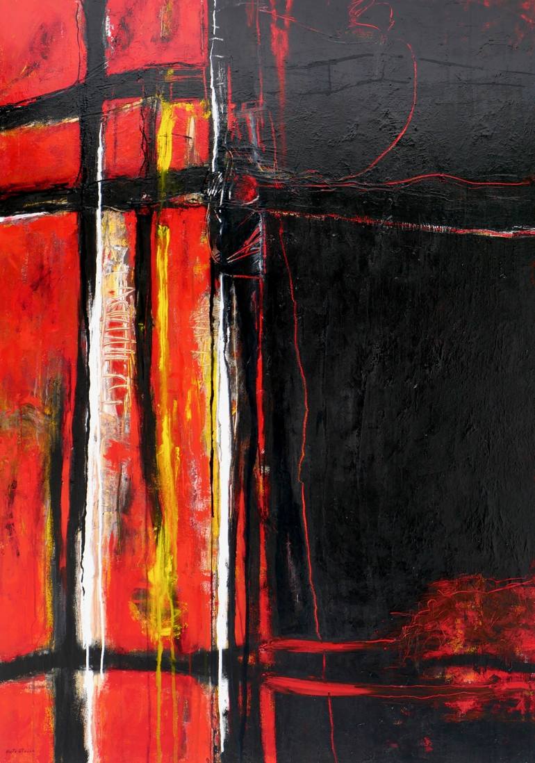 Collaboration: Red and Black Painting by Marta Utsler | Saatchi Art