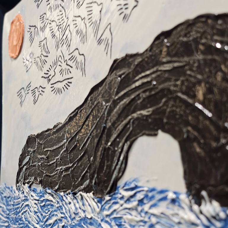 Original Abstract Landscape Mixed Media by Jion Tak