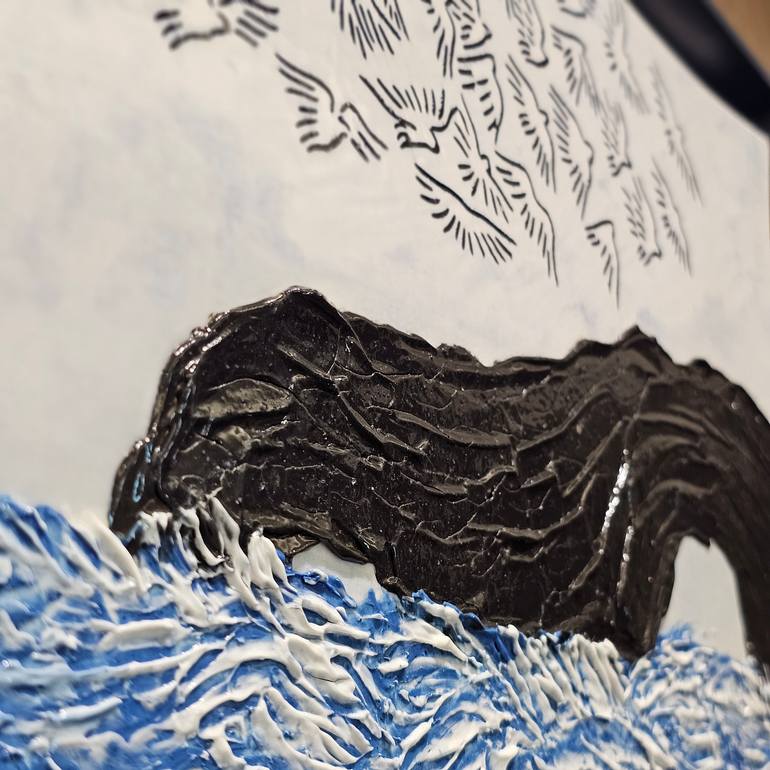 Original Abstract Landscape Mixed Media by Jion Tak