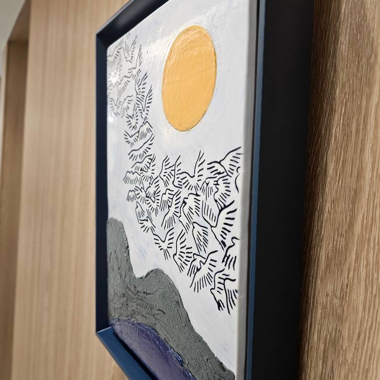 Original Abstract Landscape Mixed Media by Jion Tak