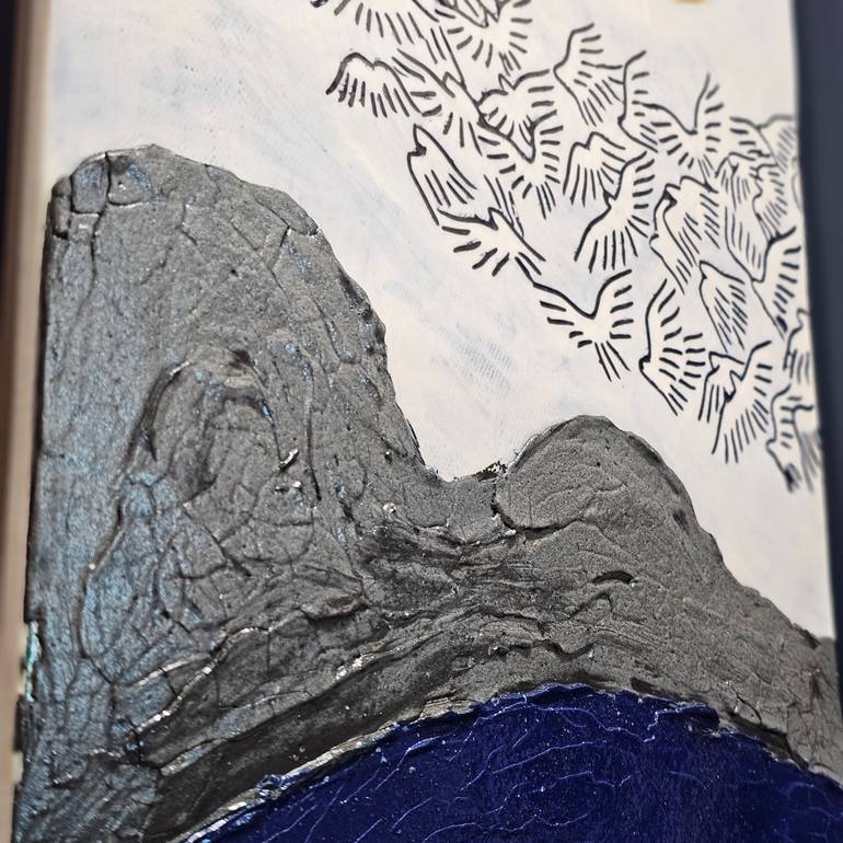 Original Abstract Landscape Mixed Media by Jion Tak