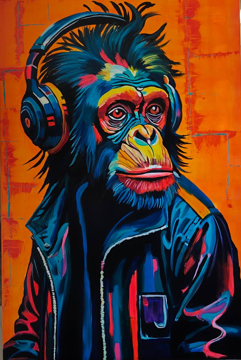 Original Abstract Painting by Marcell Dergecz | Modernism Art on Canvas | "Guardian of The Sounds"