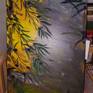 Olive tree branches in hazy sunset